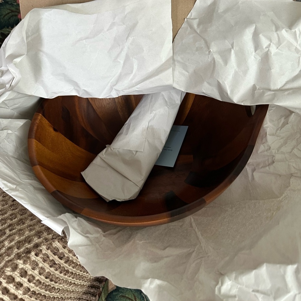 Nambe Portables Wood Salad Bowl with Servers 3 Piece Set - Picture 8 of 11